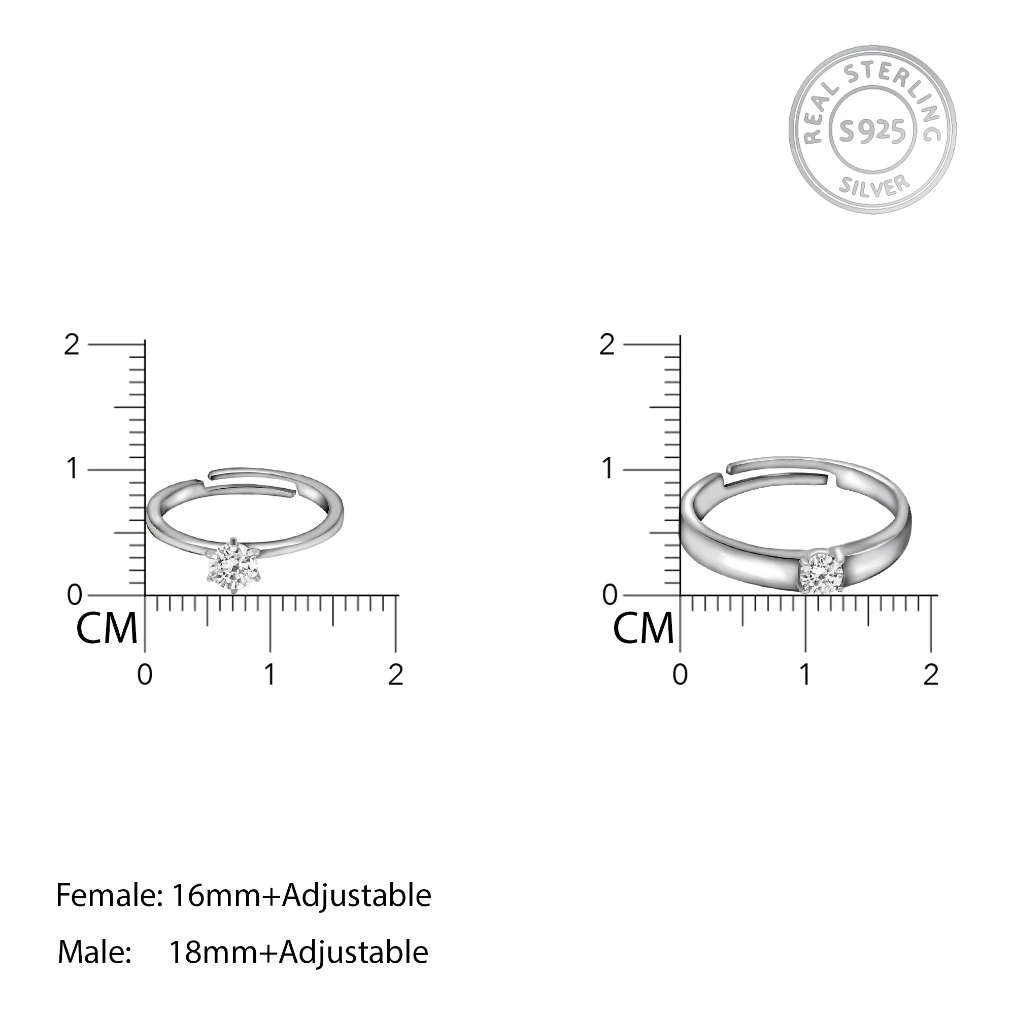 Silver minimal couple rings - Image 4