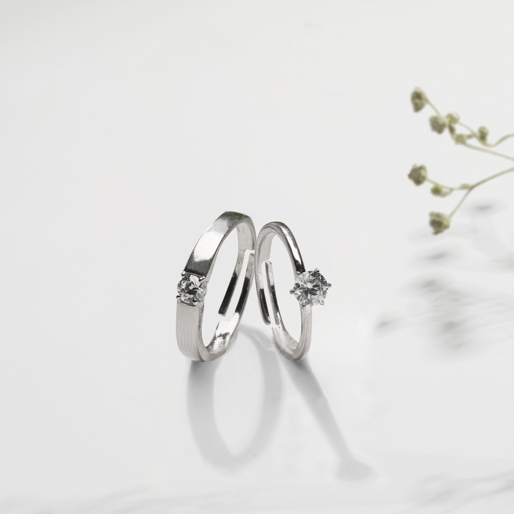 Silver minimal couple rings - Image 3