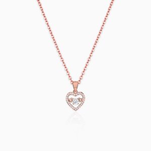 Rose gold love heart pendant with link chain