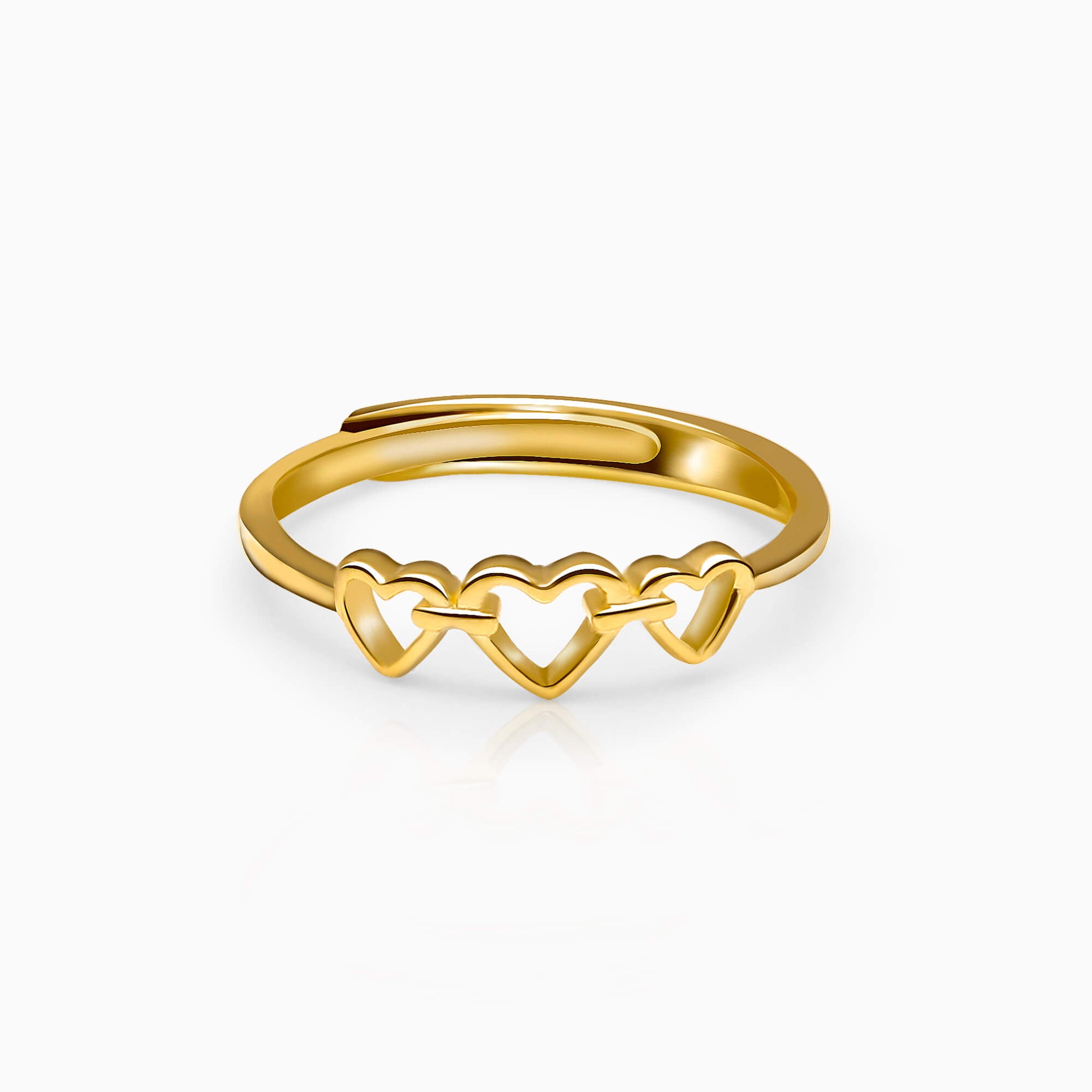 Golden triple heart ring