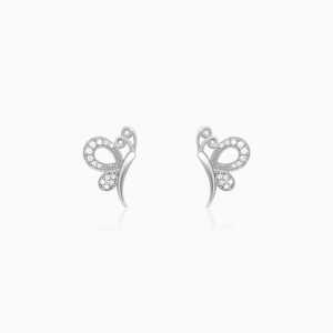 Silver love like a butterfly studs