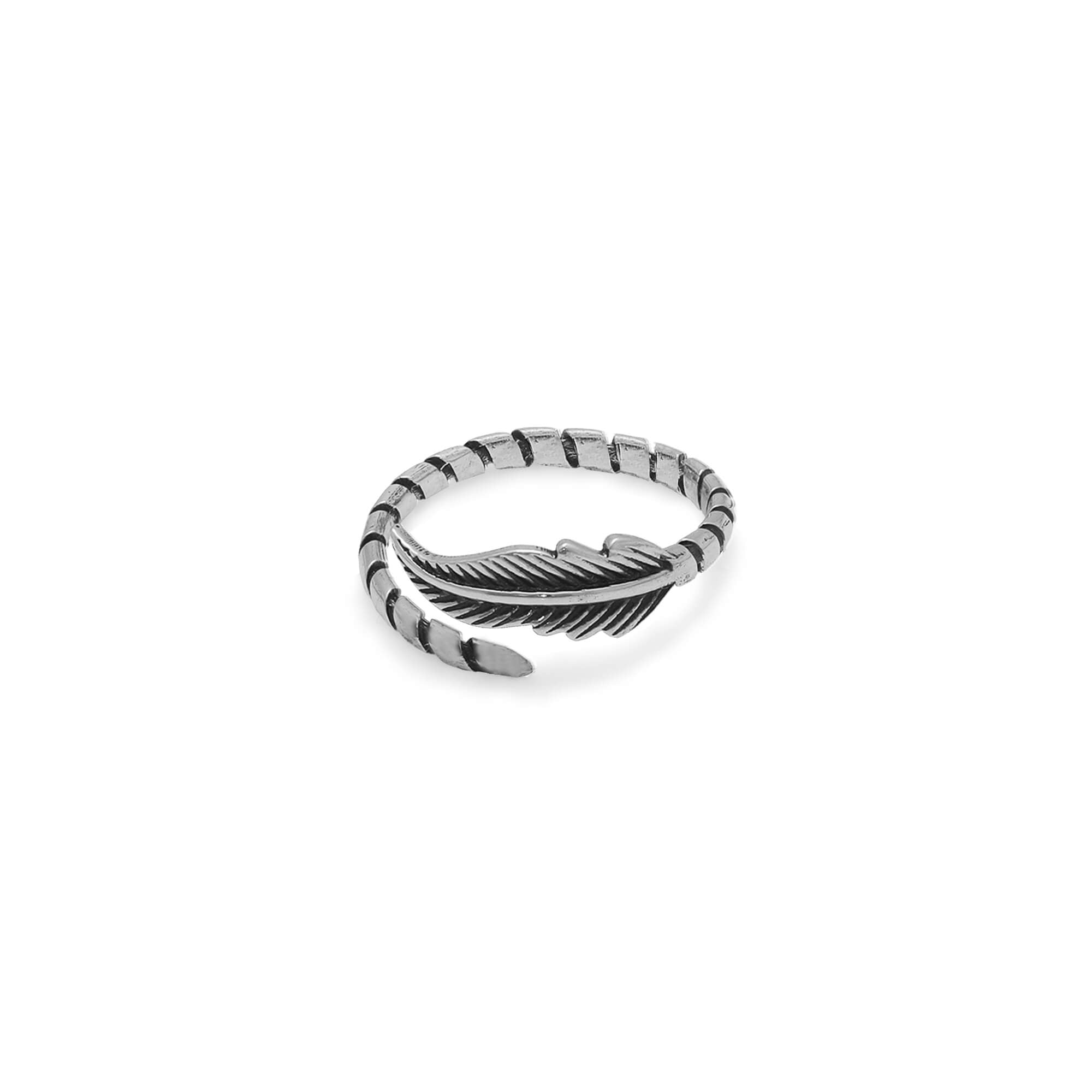 Oxidised silver leaf ring - Image 2