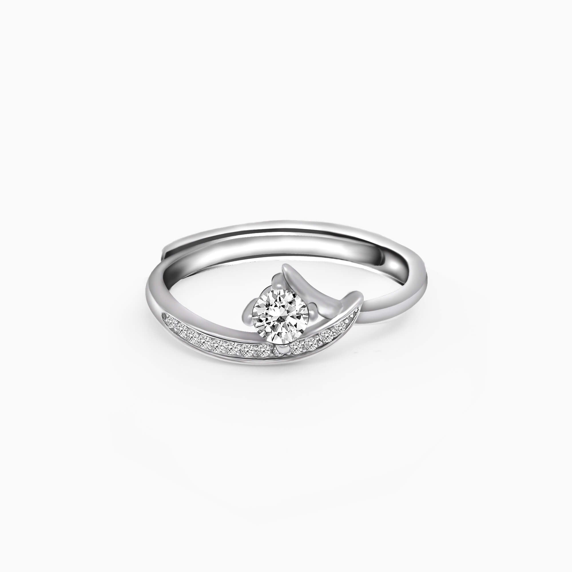 Silver zircon embrace ring