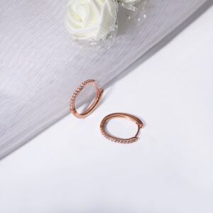 Rose gold shining hoop earrings