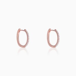 Rose gold shining hoop earrings