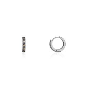 Oxidised silver mini hoop earrings
