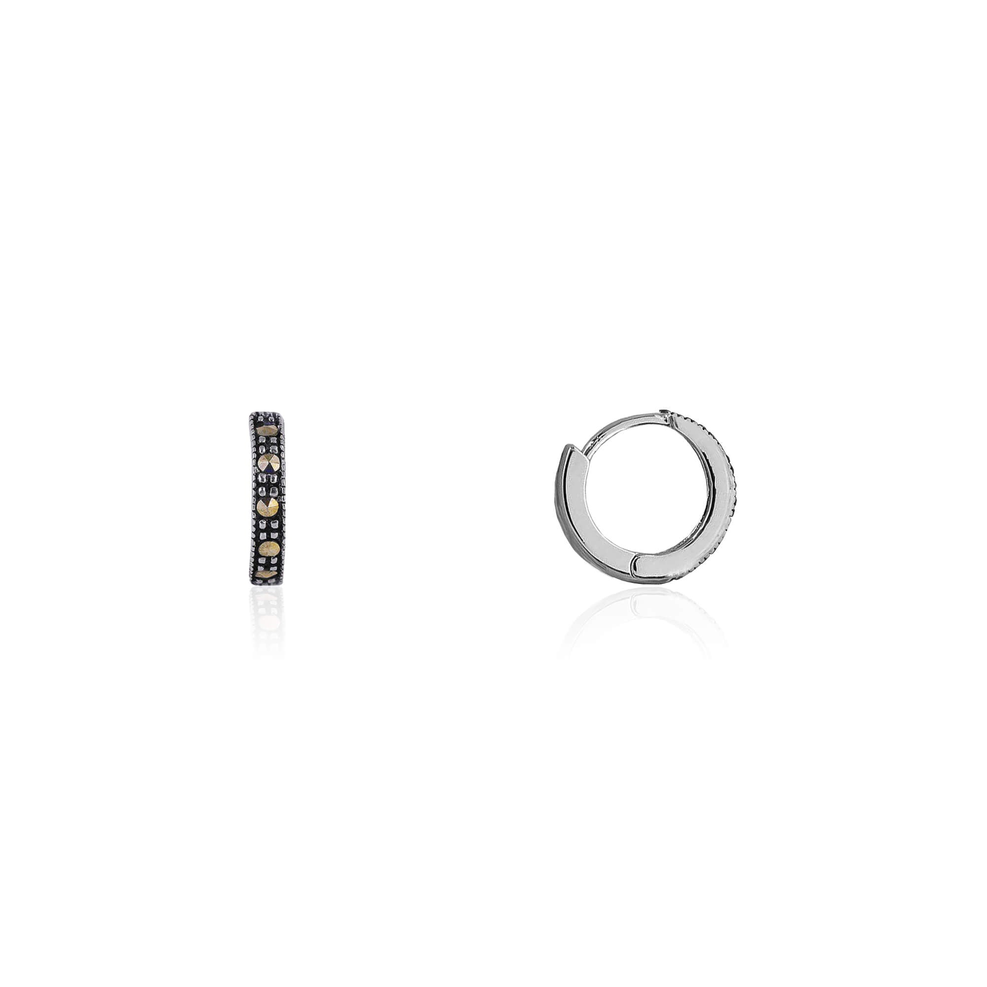Oxidised silver mini hoop earrings - Image 2