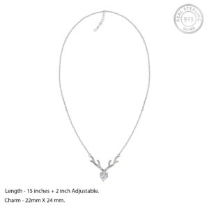 Silver deer heart necklace