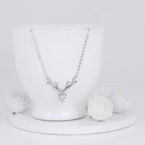 Silver deer heart necklace