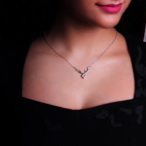 Silver deer heart necklace