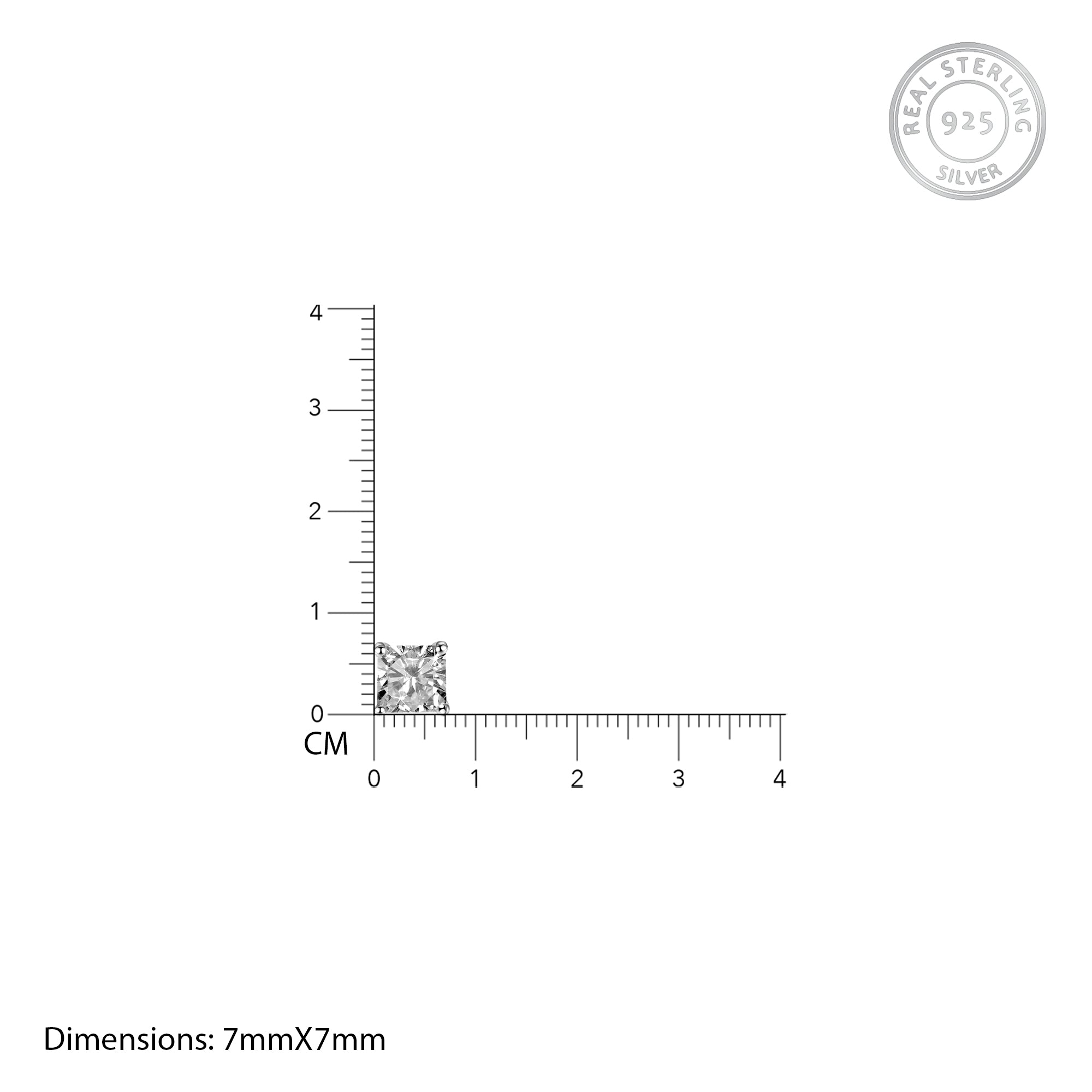 Silver square zircon studs - Image 4