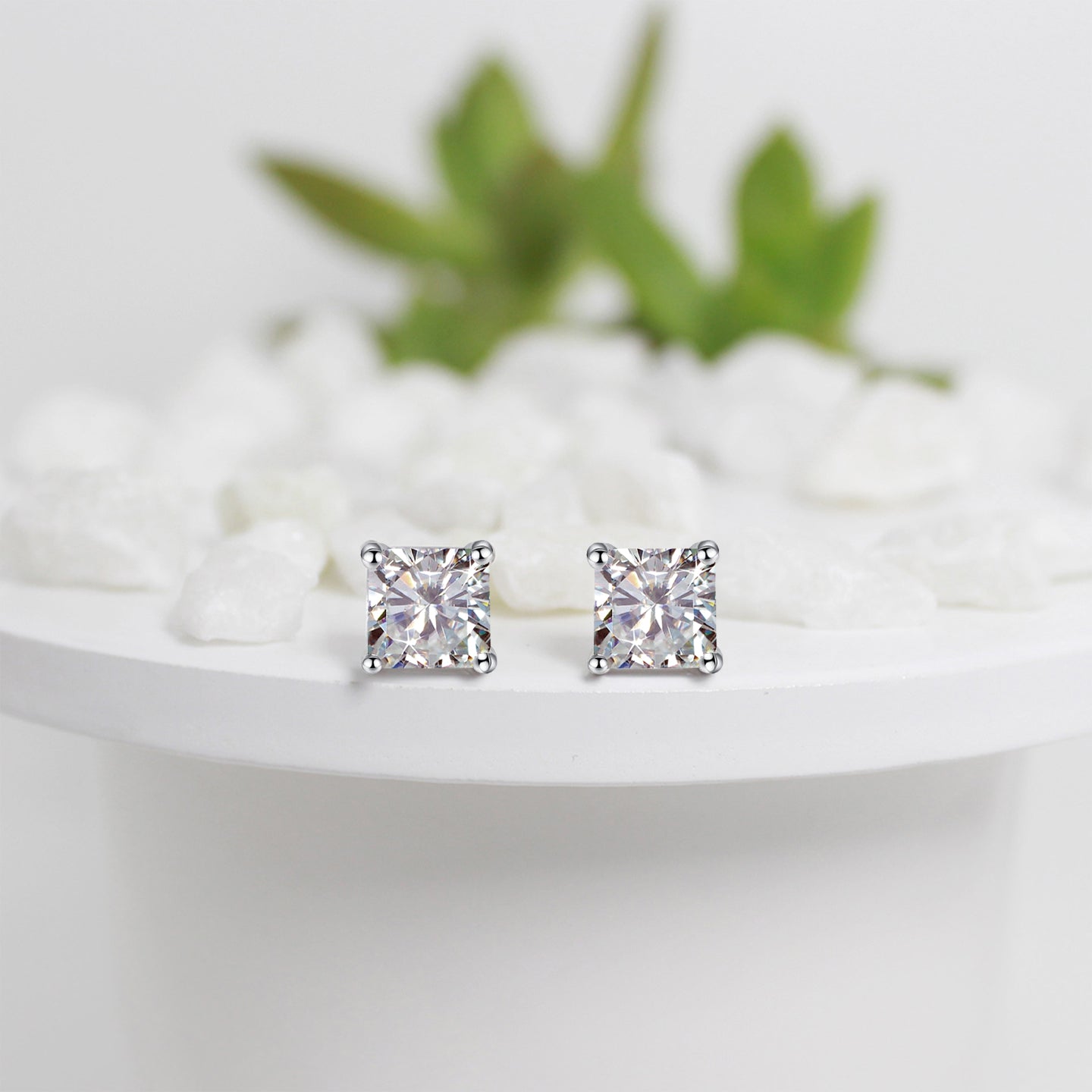 Silver square zircon studs - Image 3