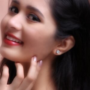 Silver square zircon studs