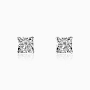 Silver square zircon studs
