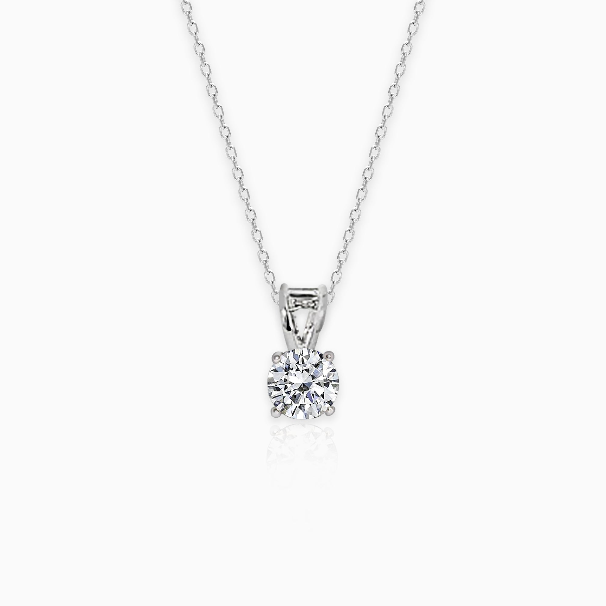 Silver zircon pendant with link chain