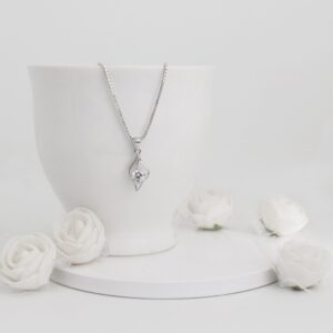 Silver falling dew necklace with box chain