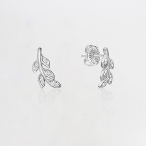 Silver leaf earrings