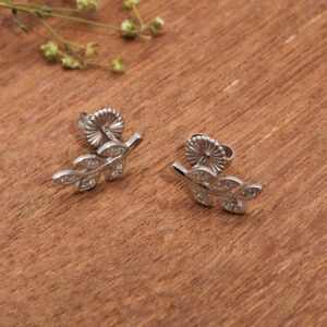 Silver leaf earrings