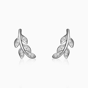 Silver leaf earrings