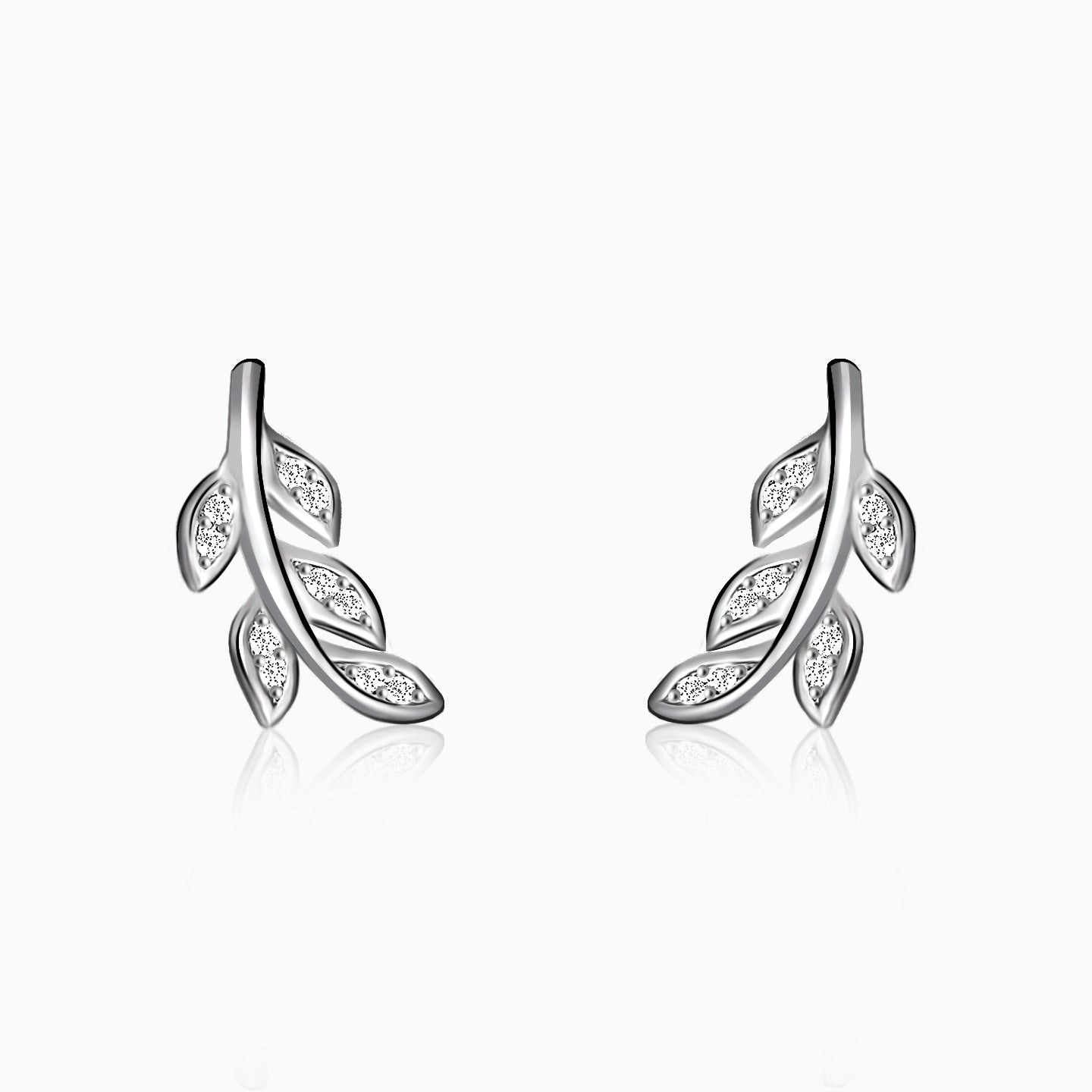 Silver leaf earrings