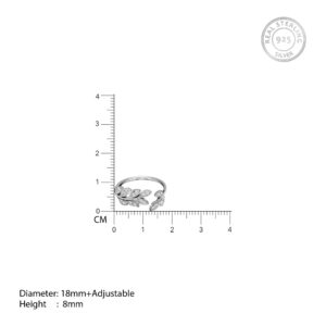 Silver zircon leaf ring