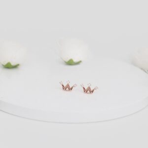 Rose gold tiara stud earrings