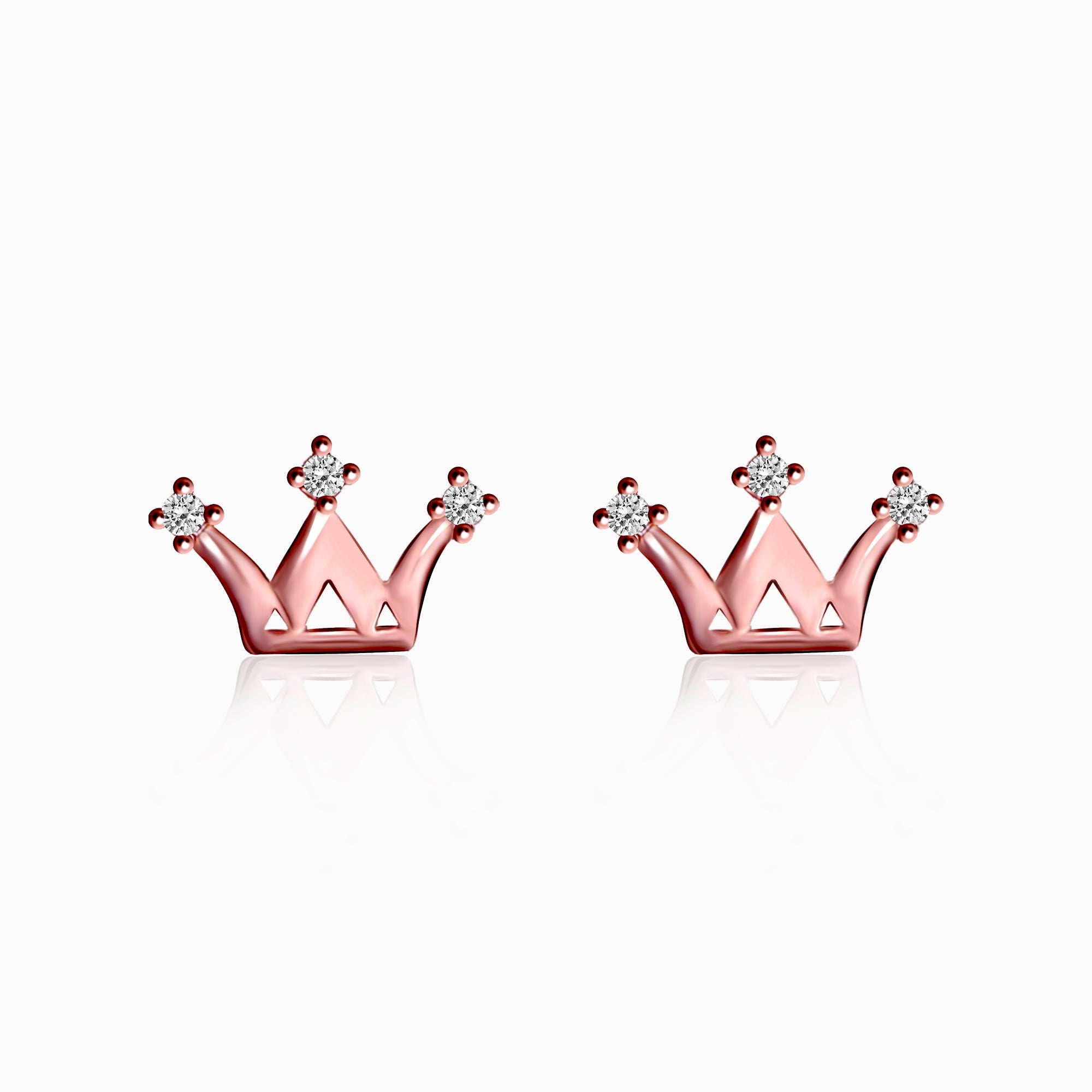 Rose gold tiara stud earrings