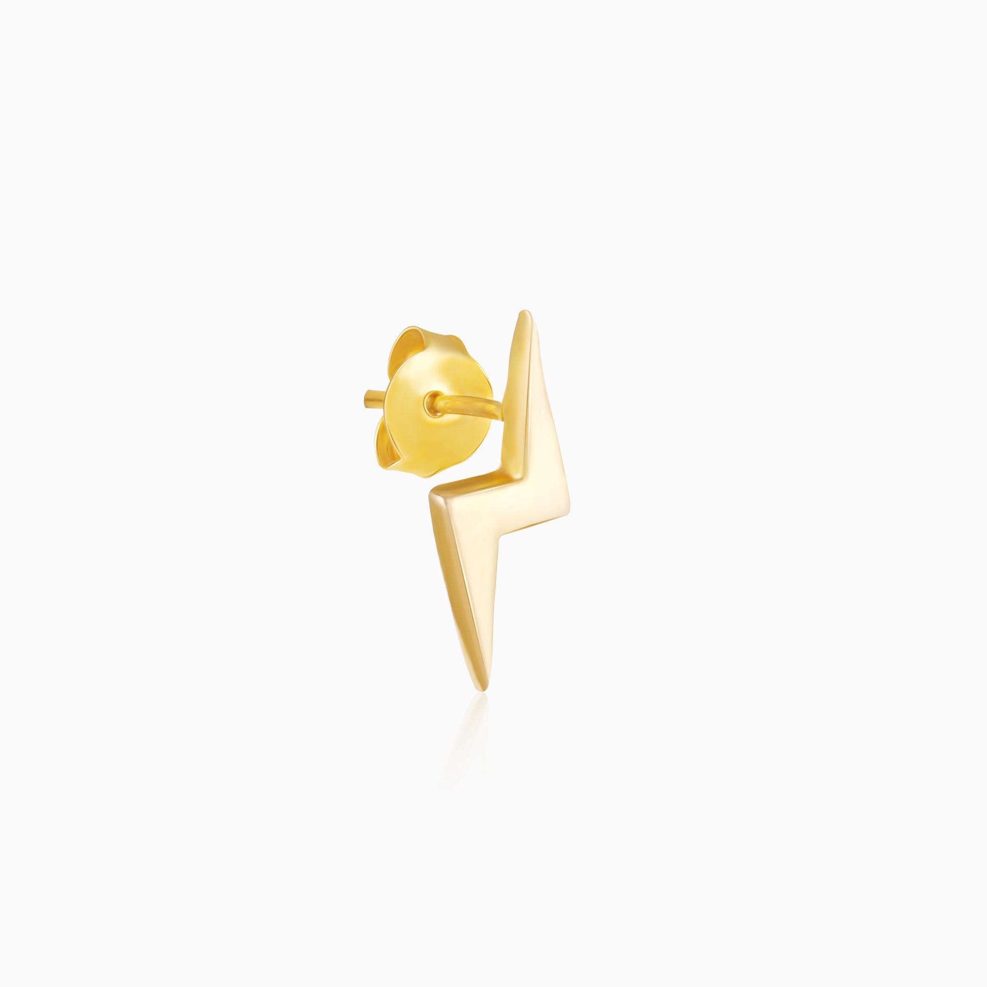 Golden lightning bolt stud earrings - Image 3