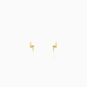 Golden lightning bolt stud earrings