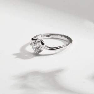 Silver zircon embrace heart ring