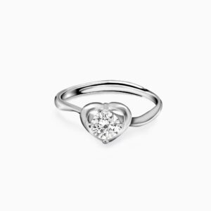 Silver zircon embrace heart ring