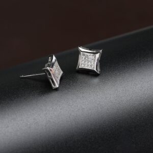 Silver diamond stud earrings for him