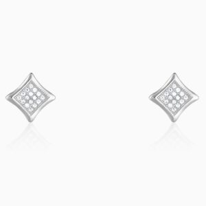 Silver diamond stud earrings for him