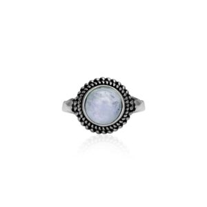 Oxidised silver moonstone ring