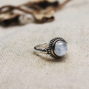 Oxidised silver moonstone ring