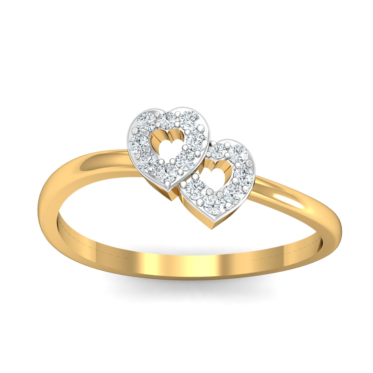 18K Gold Double Heart Ring - Image 2