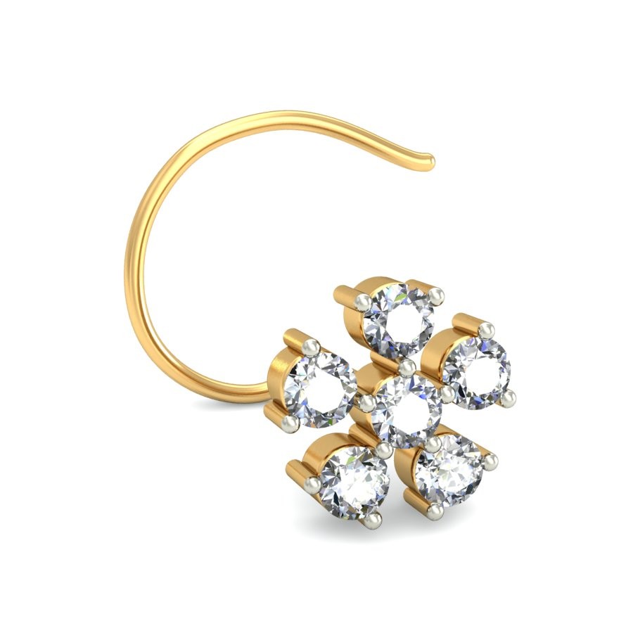 18K Gold Stylish Diamond Nosepin BNP015 - Image 5