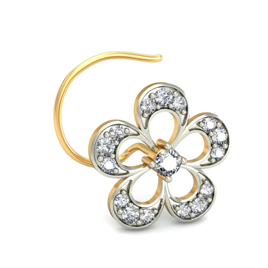 18K Gold Floral Design Diamond Nosepin BNP010