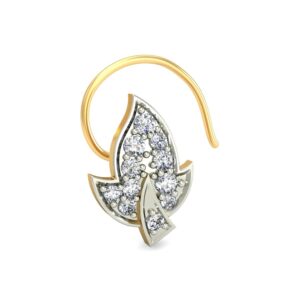 18K Gold Leaf Design Diamond Nosepin BNP007
