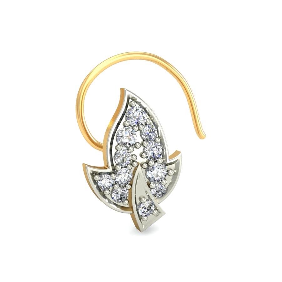 18K Gold Leaf Design Diamond Nosepin BNP007