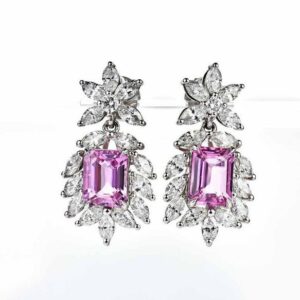 18K Pink Sapphire Earring Octagon 2.11 Cts