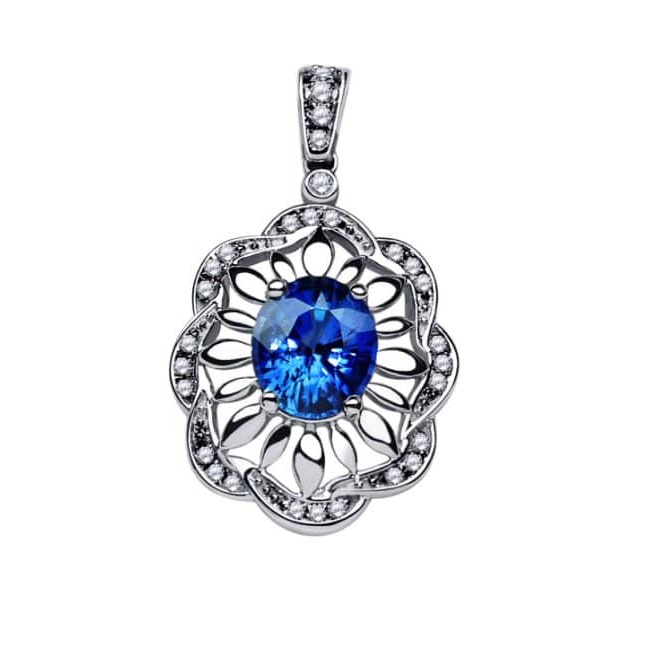 18K Sapphire Pendant Oval 2.21 Cts