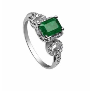 18K Emerald Ring Octagon 1.26 Cts