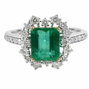 18K Emerald Ring Octagon 2.02 Cts
