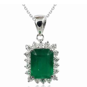 18K Emerald Pendant Octagon 1.48 Cts
