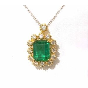 18K Emerald Pendant Octagon 1.46 Cts