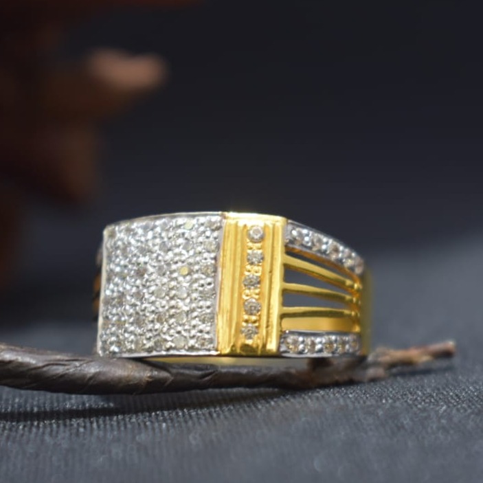 22KT Gold CZ Stylish Ring For Men MK-R20