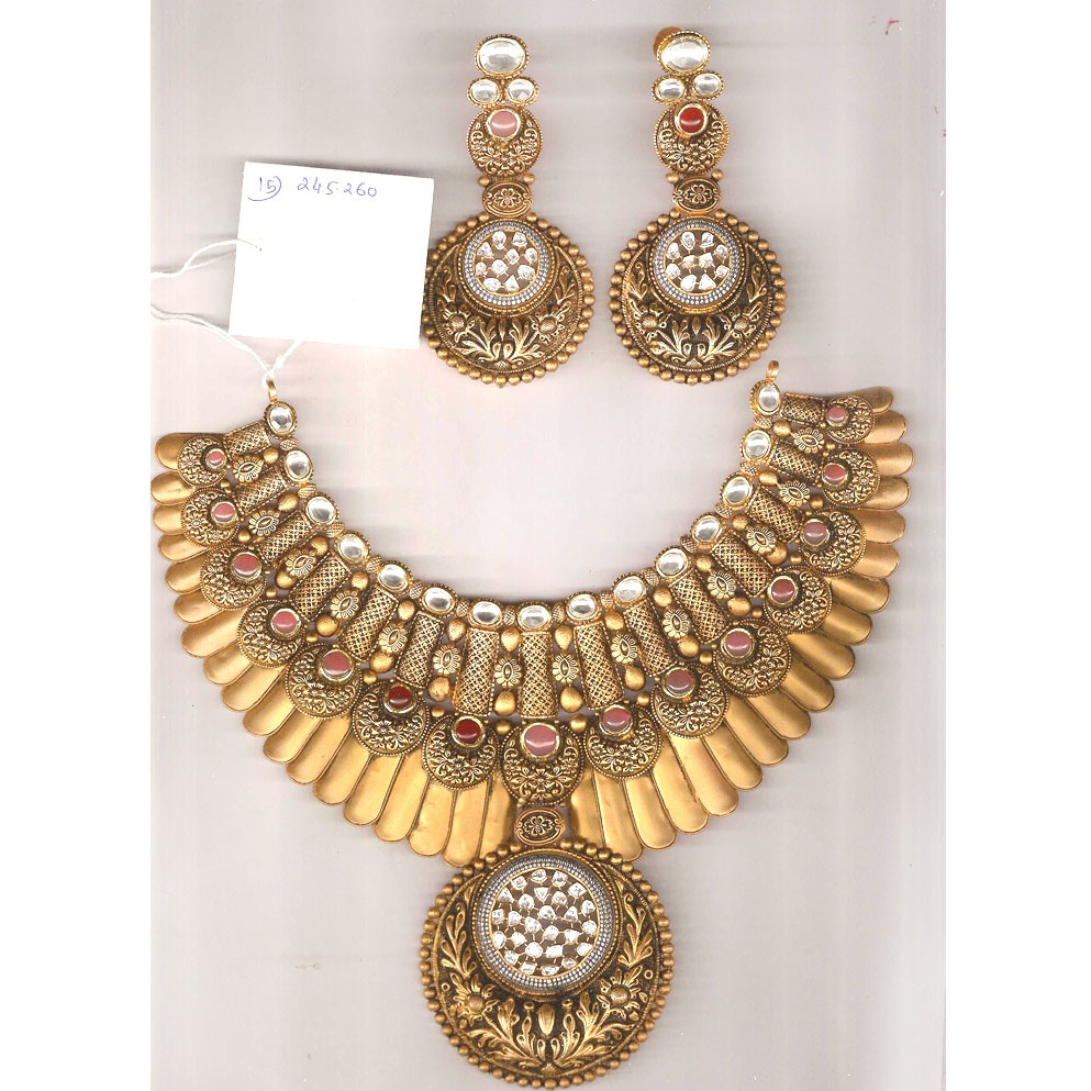 royal 916 gold antique necklace set from rajkot - Image 2