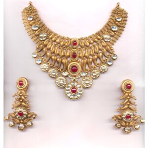 916 Gold Antique Mango Design Necklace Set Form Rajkot