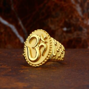 22KT Gold Hallmark Om Design Ring For Men's